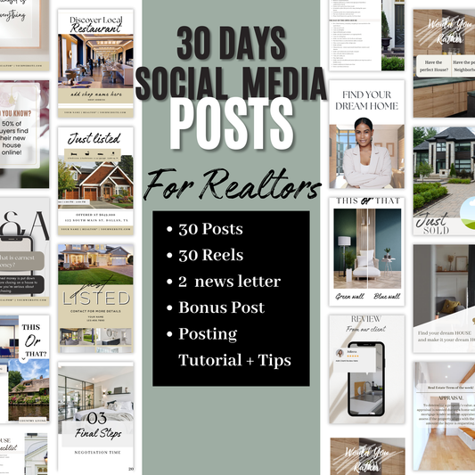 30 Days Social Media Posts - Instand Download - Canva Customizable Template